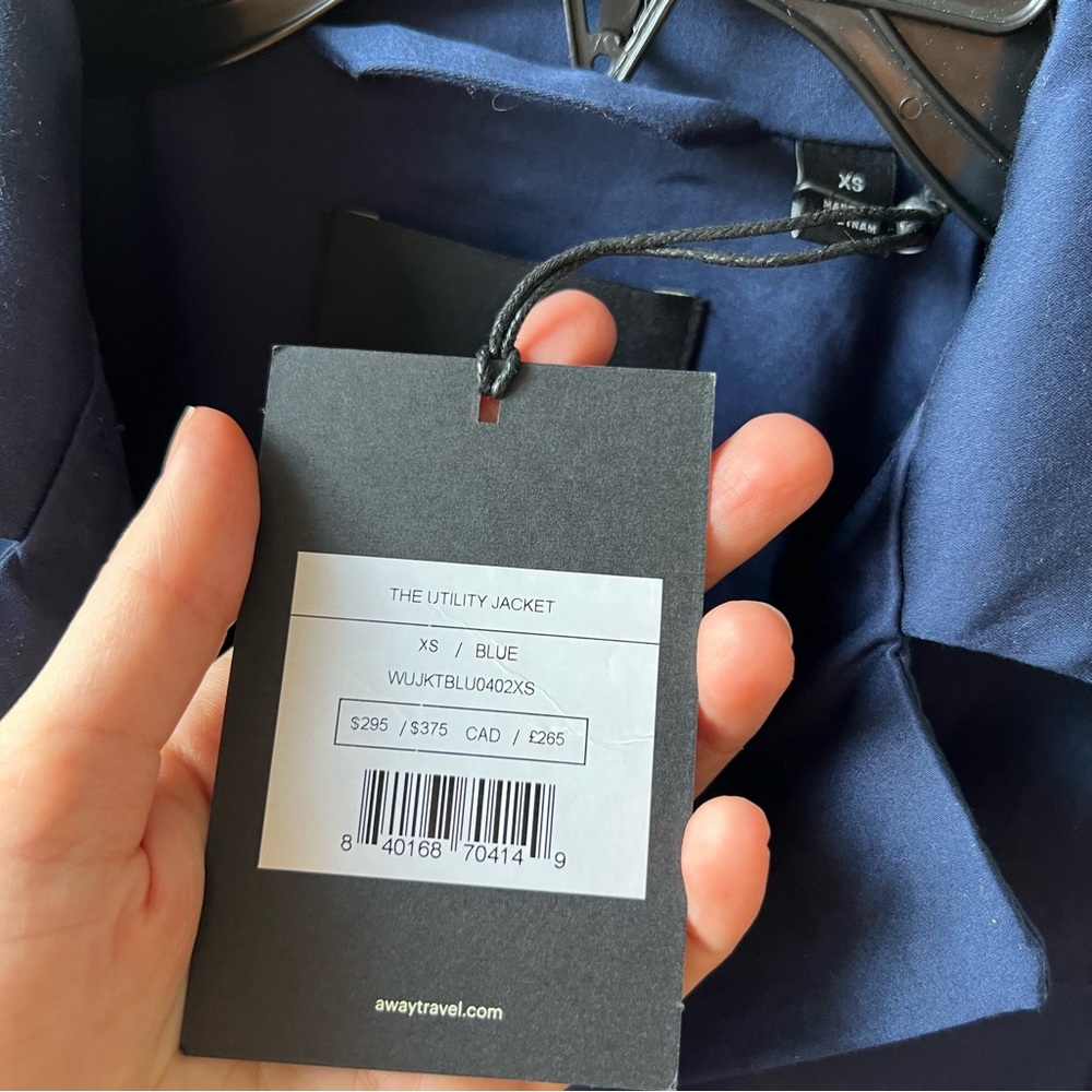 NWT away the utility jacket size XS navy blue cotton J1 - Picture 5 of 9